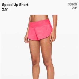 Lululemon 2.5” Speed Up Shorts in hot pink
